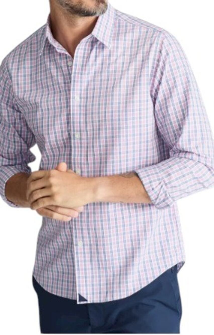 UNTUCKit Wrinkle-Free Dolcetto Shirt Men L Slim Fit Pink Blue & White Check L/S